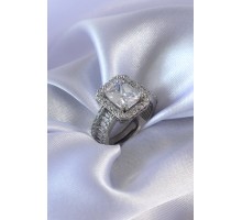 Gümüş Renk Zirkon Taşlı Kadın Yüzük - TJ-BYK2583