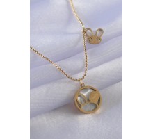 316L Çelik Gold Renk Tavşan Model Kadın Kolye - TJ-BKO7140