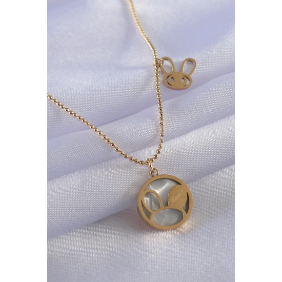 316L Çelik Gold Renk Tavşan Model Kadın Kolye - TJ-BKO7140