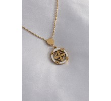 316L Çelik Gold Renk Çiçek Figür Kadın Kolye - TJ-BKO7152