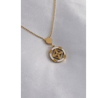 316L Çelik Gold Renk Çiçek Figür Kadın Kolye - TJ-BKO7152