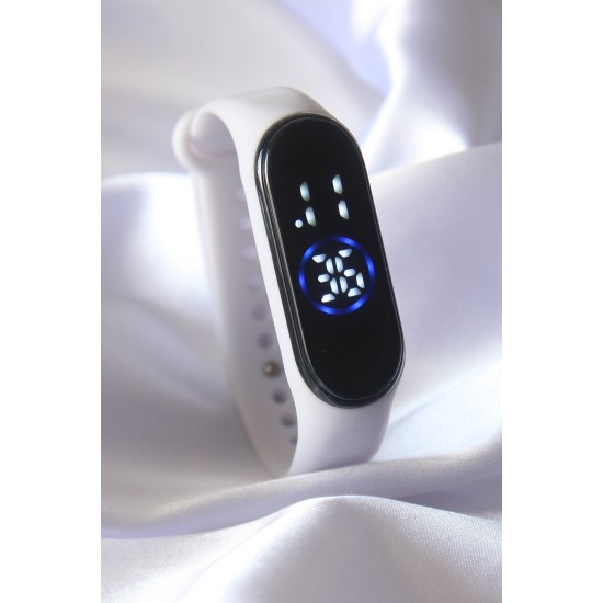 Beyaz Renk Silikon Kordonlu Dijital Dokunmatik Saat - TJ-BS3451