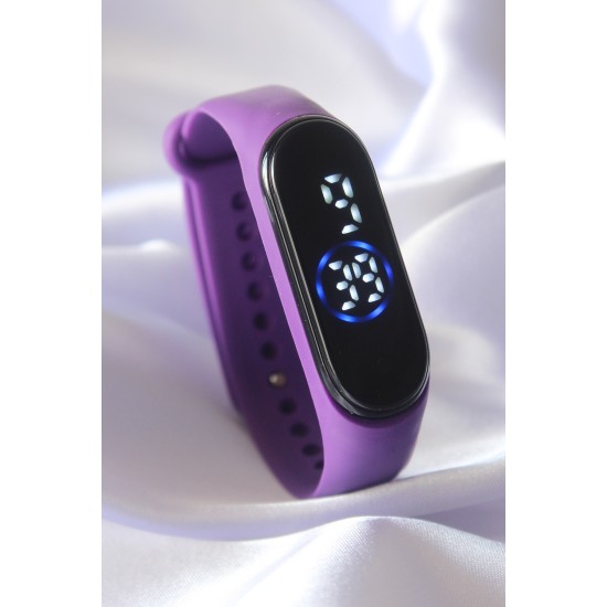 Mor Renk Silikon Dijital Dokunmatik Led Saat - TJ-BS3453