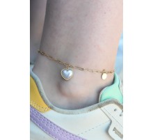 316L Çelik Gold Renk Kalp Model Kadın Halhal - TJ-HH1493