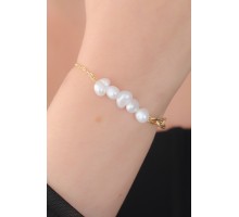 Gold Renk İnci Boncuk Model Kadın Bileklik - TJ-BB5129