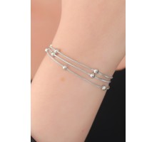 316L Çelik Gümüş Renk Minimal Top Figür Kadın Bileklik - TJ-BB5142