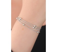 316L Çelik Gümüş Renk Minimal Top Figür Kadın Bileklik - TJ-BB5142