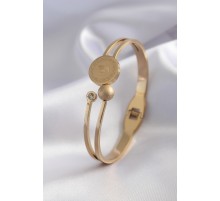 316L Çelik Gold Renk Çeyrk Altın Zirkon Taş Detay Kadın Kelepçe - TJ-BB5152