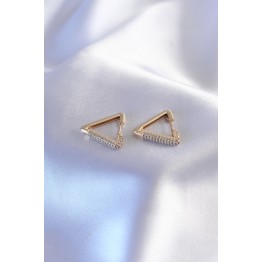 Gold Renk Zirkon Taşlı Üçgen Model Kadın Küpe TJ-BKP7235