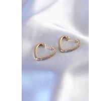 Gold Renk Zirkon Taşlı Kalp Model Kadın Küpe - TJ-BKP7237