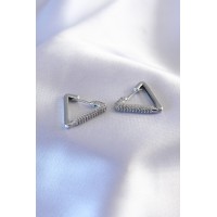 Gümüş Renk Zirkon Taşlı Üçgen Model Kadın Küpe TJ-BKP7238