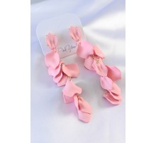 Gold Renk Pembe Yaprak Model Kadın Küpe - TJ-BKP7303