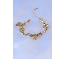 316L Çelik Gold Renk Kalp Figür Zincir Model Kadın Bileklik - TJ-BB5232