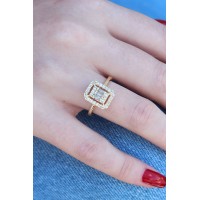 Gold Renk Baget Zirkon Taşlı Kadın Yüzük TJ-BYK2601
