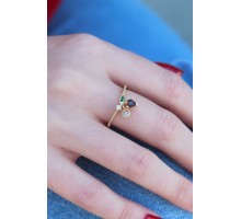 Gold Renk Kiraz Model Zirkon Taşlı Kadın Yüzük - TJ-BYK2603