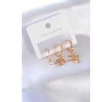 Gold Renk Kuş Figür Zirkon Taşlı Kadın Küpe - TJ-BKP7375