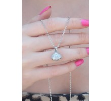 316L Çelik Gümüş Renk Açılır Midye Model Kadın Kolye - TJ-BKO7389