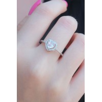 Gümüş Renk Zirkon Taşlı Kalp Model Charm Pirinç Kadın Yüzük TJ-BYK2655