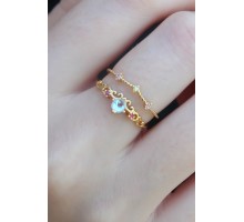 Gold Renk Zirkon Taşlı Taç Model Kadın Yüzük - TJ-BYK2665