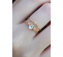 Gold Renk Zirkon Taşlı Taç Model Kadın Yüzük - TJ-BYK2665