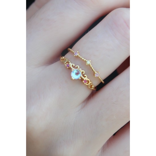 Gold Renk Zirkon Taşlı Taç Model Kadın Yüzük - TJ-BYK2665