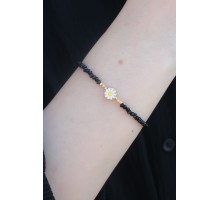 Siyah Boncuk Model Papatya Figür Kadın Bileklik - TJ-BB5269