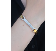 316L Çelik Gold Renk Zirkon Taşlı Kadın Kelepçe - TJ-BB5285