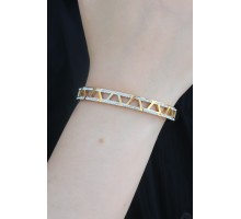 316L Çelik Gold Renk Zirkon Taş İşlemeli Kadın Kelepçe - TJ-BB5291