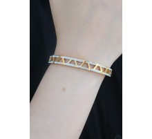 316L Çelik Gold Renk Zirkon Taş İşlemeli Kadın Kelepçe - TJ-BB5291