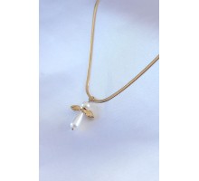 316L Çelik Gold Renk İtalyan Zincir Model Piyon Figür Kadın Kolye - TJ-BKO7427