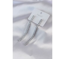 Gümüş Renk Zirkon Taşlı Kadın Küpe - TJ-BKP7465