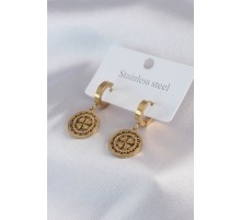 316L Çelik Gold Renk Kalp Model İşleme Detay Kadın Küpe - TJ-BKP7477