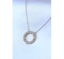 316L Çelik Gümüş Renk Zirkon Taşlı Gold Detay Xoxo Kadın Kolye - TJ-BKO7459