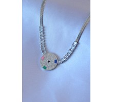 316L Çelik Gümüş Zirkon Taşlı İtalyan Zincir Burç İşeleme Madalyon Kadın Kolye - TJ-BKO7520