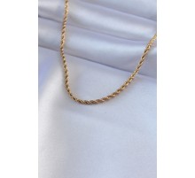316L Çelik Gold Renk Burgu Model 45 cm Kadın Kolye - TJ-BKO7586
