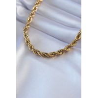 316L Çelik Gold Renk Burgu Model 45 cm Kadın Kolye - TJ-BKO7589