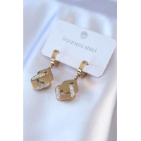 316L Çelik Gold Renk Zirkon Taşlı Kadın Küpe TJ-BKP7703