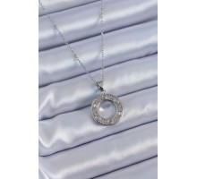 316L Çelik Gümüş Renk Zirkon Taşlı Model Kadın Kolye - TJ-BKO7620