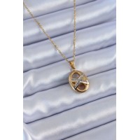 316L Çelik Gold Renk Zirkon Taşlı Kadın Kolye TJ-BKO7635