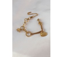 316L Çelik Gold Renk 2'li Zincir Model Zirkon Taş Detay Kadın Bileklik - TJ-BB5457