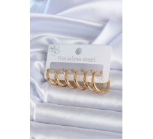 316L Çelik Gold Renk Halka Model Kadın Küpe Seti - TJ-BKP7886