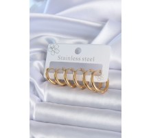 316L Çelik Gold Renk Halka Model Kadın Küpe Seti - TJ-BKP7886