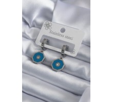 316L Çelik Gümüş Renk Geometrik Model Zirkon Taş Detay Kadın Küpe - TJ-BKP7964