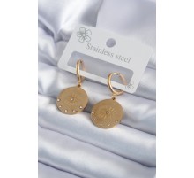 316L Çelik Gold Renk Zirkon Taşlı Göz İşleme Model Kadın Küpe - TJ-BKP7985