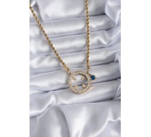 316L Çelik Gold Renk Burgu Zincir Altın Takılabilen Model Zirkon Taş Detay Kadın Kolye - TJ-BKO7784