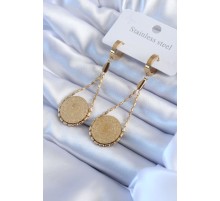 316L Çelik Gold Renk Çyrek Model Kadın Küpe - TJ-BKP8017