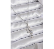 316L Çelik Zincir Gümüş Renk Zirkon Taşlı Ay Model Sallantı Yıldız Detay Kadın Kolye - TJ-BKO7807