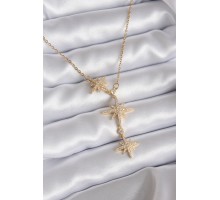 316L Çelik Zincir Gold Renk Zirkon Taşlı Kutup Yıldızı Model Kadın Kolye - TJ-BKO7814