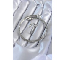 316L Çelik Gümüş Renk Sarmal Model Erkek Bileklik Yüzük Kombini - TJ-EB3596