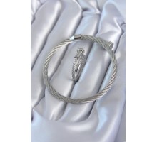 316L Çelik Gümüş Renk Sarmal Model Erkek Bileklik Yüzük Kombini - TJ-EB3599